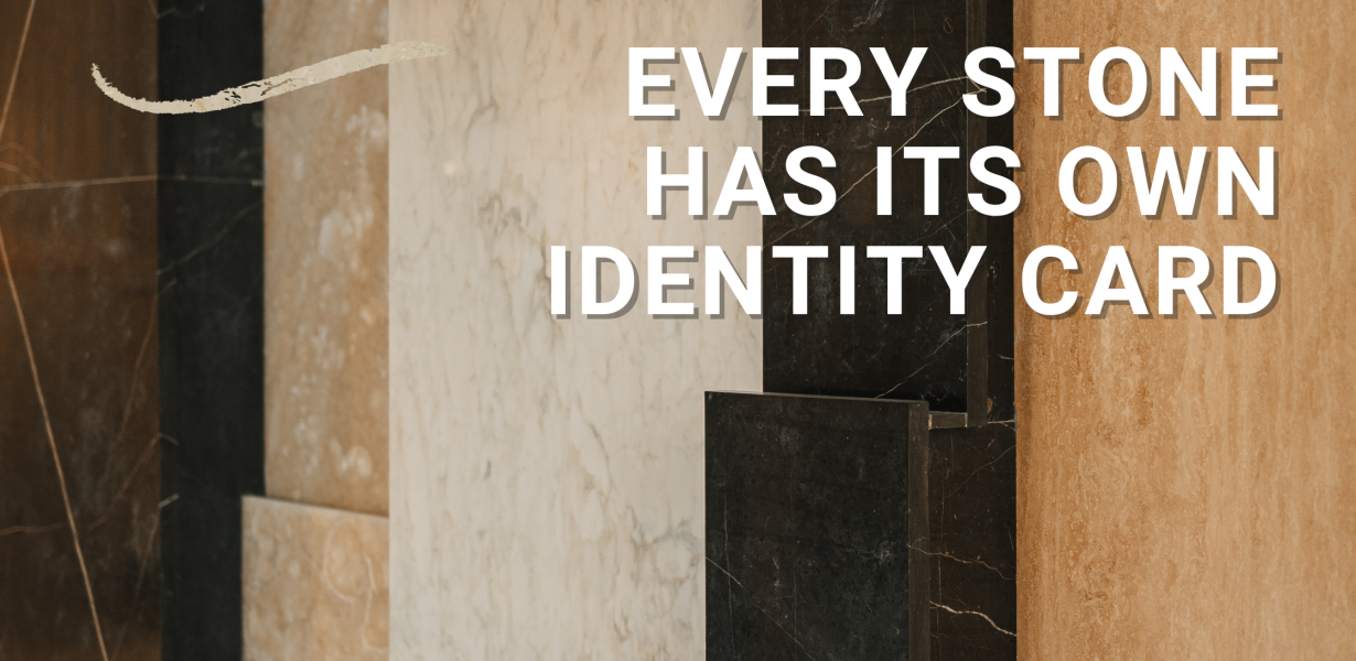 5 different types of stone surfaces displayed vertically