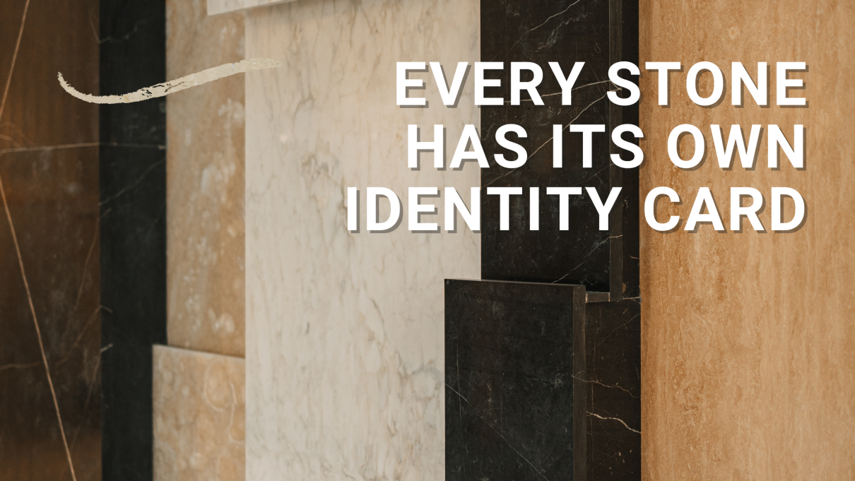 5 different types of stone surfaces displayed vertically